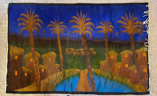 Egyptian Handwoven rug Starry Night Scene