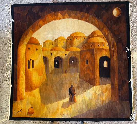 Egyptian Handwoven Rug City Scene
