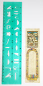 Hieroglyphic stencil, ruler, and bookmark